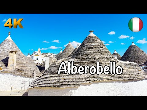 Видео: Альберобелло Столичный город Бари, Италия Пешеходная экскурсия 4K 60fps HDR