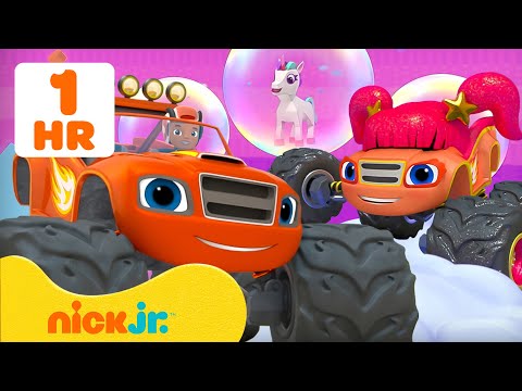 Видео: Вспыш и чудо-машинки | Blaze и Sparkle спасают единорогов и другие семейные миссии! 🦄🫧 | Nick Jr.
