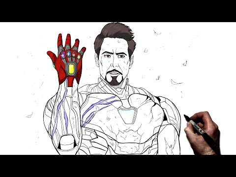 Видео: Как нарисовать Железного человека (Перчатка Бесконечности) | Пошаговое руководство | Мстители