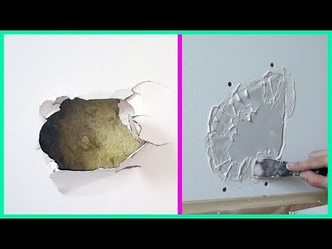 Видео: How to Fix a Hole in the Wall Drywall Patch Repair. Как заделывать дыру в гипсокартоне