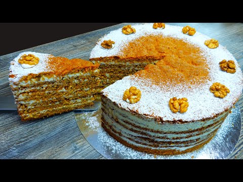 Видео: Домашний Морковный торт с орешками и кремом чиз. Carrot cake recipe