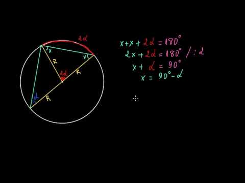 Видео: Правоъгълни триъгълници, вписани в окръжност - доказателство