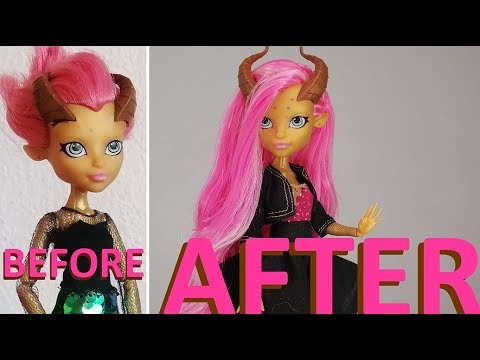 Видео: Пересадка волос куклы: ДЛИННЫЕ ВОЛОСЫ в стиле Джильды Голдстаг [Monster High]
