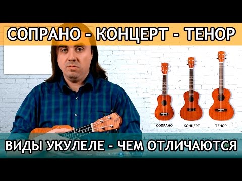 Видео: Виды укулеле -  сопрано, концерт или тенор -  что лучше? | Укулеле.ру