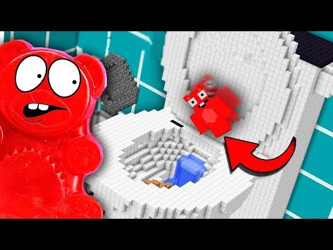 Видео: ЖЕЛЕЙНЫЙ МЕДВЕДЬ ВАЛЕРА ПАДАЕТ В ГИГАНТСКИЙ УНИТАЗ ИЗ МАЙНКРАФТА?!