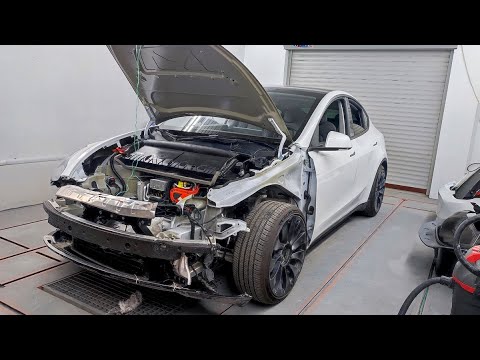 Видео: Tesla Model Y.   Лобовой.   День ремонта первый.