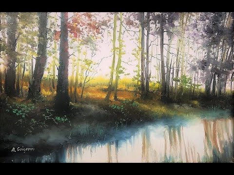 Видео: 🔝 ХуДоЖнИкИ | Утро в лесу | Картина маслом | Александр Григорьев