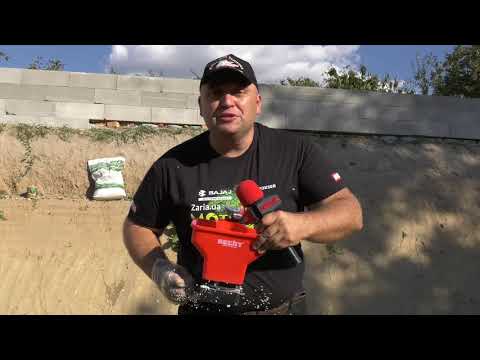 Видео: Випробування ручного розкидача мінеральних добрив Hecht.