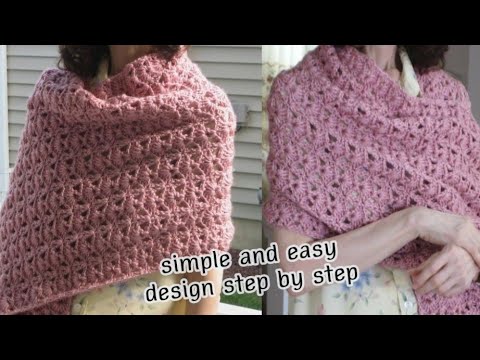 Видео: Как связать крючком простую прямоугольную шаль с великолепным женственным дизайном
