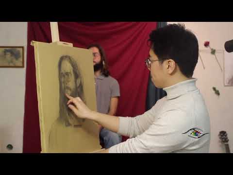 Видео: WANHUAART|万画素描/列宾美院实用素描技法《尤里的世界》Sketch portrait.Основа эскиза