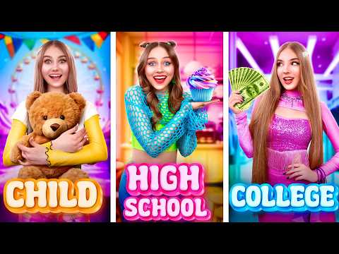 Видео: Младшая Школа Vs Старшая Школа vs Колледж! Мы Дали $1000 Сестрам От 10 до 18