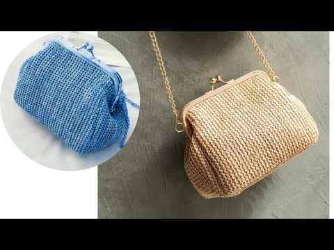 Видео: Сумка крючком с металлическим каркасом и продольными швами.