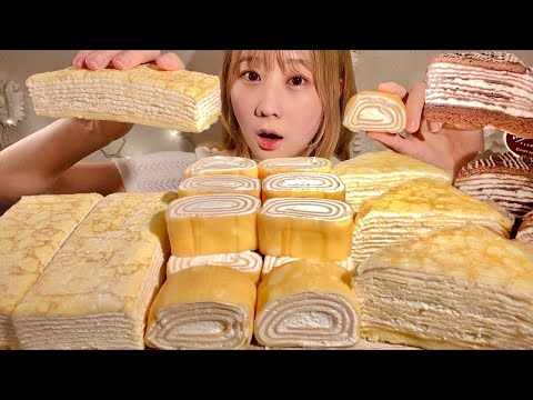 Видео: ASMR Торт из блинчиков 【русские субтитры】【Mukbang/ Eating Sounds】