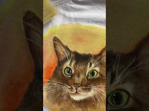 Видео: Есть любители котиков?  #кастом #cat #росписьодежды #портрет #art #кастомизация