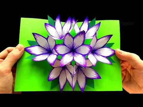 Видео: как сделать 3d открытку с цветами - цветы из бумаги - Открытка на 8 марта!