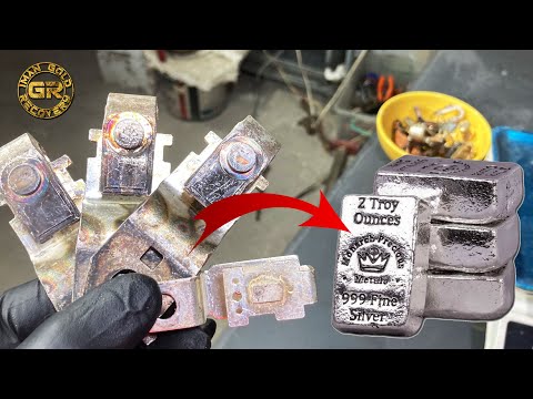 Видео: Извлечение серебра из электрических контакторов | Извлечение серебра из серебряных контактов