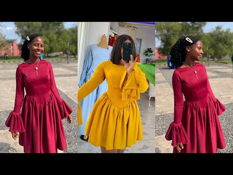 Видео: Как раскроить и сшить платье со сборками и баской на талии/Рукава-карандаш с расклешенными краями