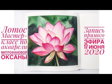 Видео: Лотос. Мастер-класс по акварели Митрофановой Оксаны. Запись эфира от 17.06.2020