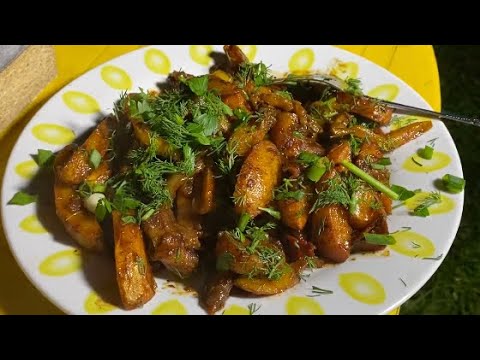 Видео: Жареная картошечка с мясом в казане. Это очень вкусно!