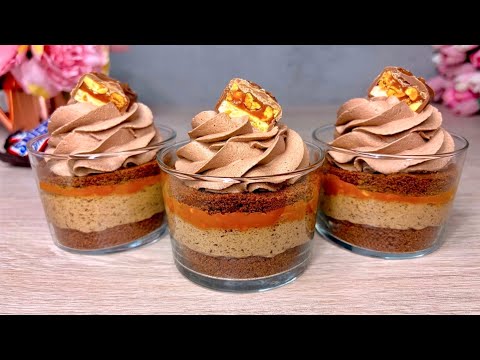 Видео: Десерт «Сникерс» в стаканчиках – десерт без выпечки. Очень легко и вкусно!