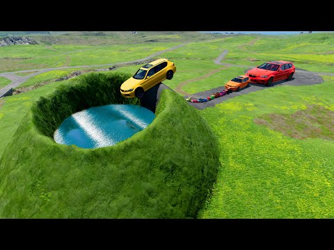 Видео: 💦 БОЛЬШИЕ И МАЛЕНЬКИЕ МАШИНКИ против ОГРОМНОЙ ЯМЫ С ВОДОЙ 🌋🚗 – BeamNG.drive Эпическое испытание н...