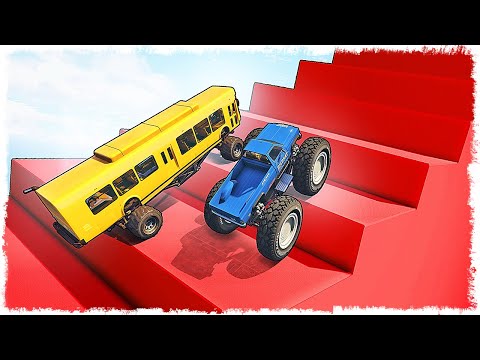 Видео: ОГРОМНЫЕ МАШИНЫ vs ЛЕСТНИЦА В GTA ONLINE!!!