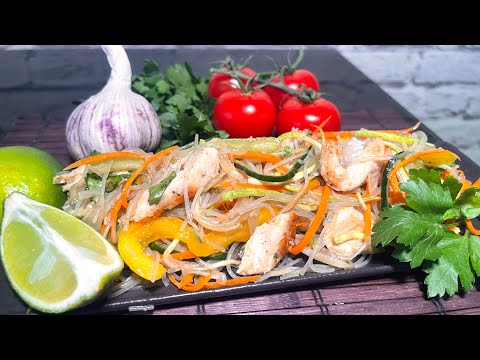 Видео: Салат из фунчозы с курицей и овощами•домашняя шаурма•йогуртовый соус