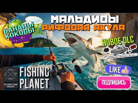Видео: 🎣 Fishing Planet - Зубатое Испытание - Где ловить Рифовую Акулу - Мальдивы - Кокосы и Бананы (Квест)
