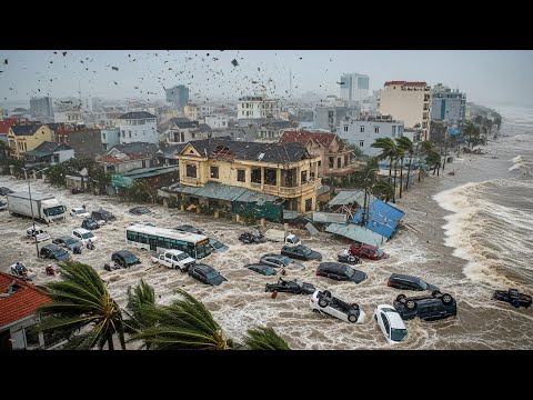 Видео: Вьетнам сегодня разрушен! Штормовой тайфун «Калмэги» унес дома и машины в Куинёне.
