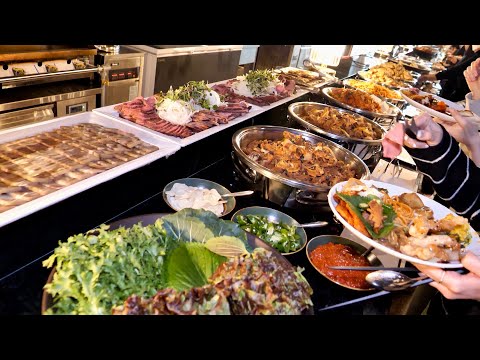 Видео: Только 40 блюд! Сумасшедший ресторан-буфет в Корее, корейская уличная еда