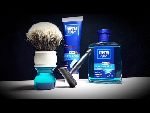 Видео: Бритье. Т станок RazoRock LUPO SS, крем Top Ten ACTIVE, Yaqi 24mm, лосьон Top Ten ACTIVE, MERKUR