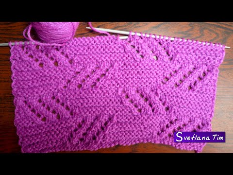 Видео: Как вязать Узор ДИАГОНАЛЬНЫЕ Ажурные ПОЛОСОЧКИ. Узоры, Вязание спицами № 97