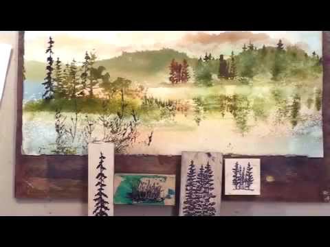 Видео: Пейзажные отражения с помощью штамповки — урок акварели с Карлин Холман