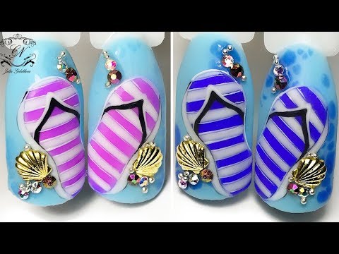 Видео: Маникюр в ОТПУСК. Берем тапки и на море. ПРОСТОЙ дизайн ногтей. Летний маникюр.