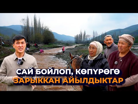 Видео: Жөрмөлөп, суу кечип өтүп калдык/ Көпүрөгө мукурап, өкмөткө кайрылган айылдыктар/ Кара-Суу району
