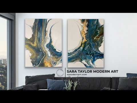 Видео: Мастер-класс по созданию абстрактного диптиха на большом холсте «Pend Oreille». Безумно большой а...