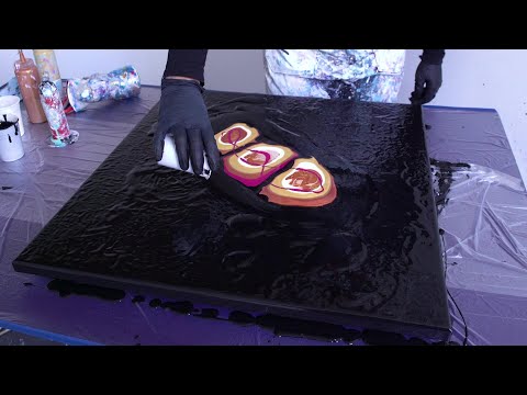 Видео: Большой Холст ЧЕРНЫЙ & Металлик  - ДОЛЖЕН ВИДЕТЬ - нидерландский язык налить акрил заливка