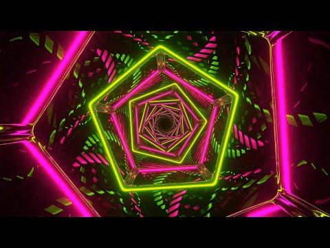 Видео: ✨ Заставка 4K – Тоннель из Пятиугольников с Неоном Светло-Зелёного/Розового (Без Звука)