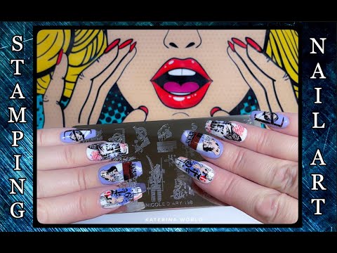 Видео: Стемпинг с пластиной Nicole Diary ND-198 / Кинематограф / Пинап стиль в маникюре.