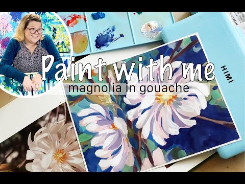 Видео: Рисуй со мной - Магнолия гуашью HIMI