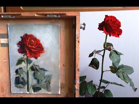 Видео: Живопись маслом для начинающих. Цветок розы. Этюд. Мастер класс.