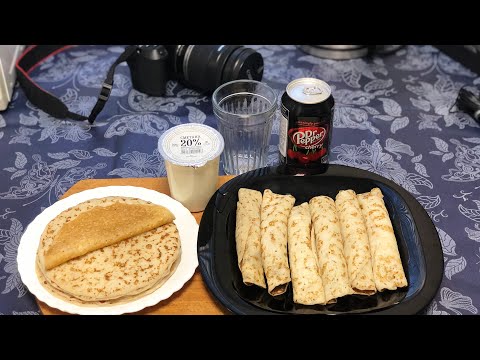 Видео: БЛИНЫ СО СМЕТАНОЙ pancakes sour cream МУКБАНГ MUKBANG матёрый