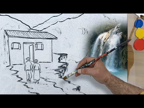 Видео: Мастер-класс по рисованию акрилом/пара и водопад для начинающих.