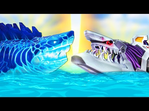Видео: АКУЛА ГОДЗИЛЛА ПРОТИВ АКУЛЫ РОБОТА, БИТВА АКУЛ | Hungry Shark Evolution против Hungry Shark World