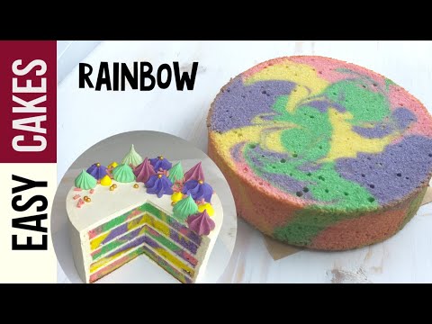 Видео: ВКУСНЫЙ РАДУЖНЫЙ БИСКВИТ. RAINBOW SPONGECAKE RECIPE