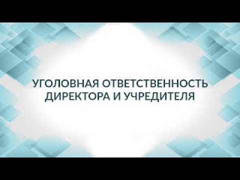 Видео: Уголовная ответственность директора и учредителя. Статья 199. Советы адвоката.