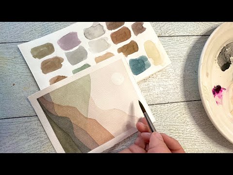 Видео: Акварельные горы: начальные техники смешивания цветов и наложения слоев