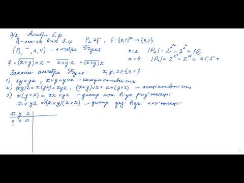 Видео: 3.2.1 Алгебри булевих функцій