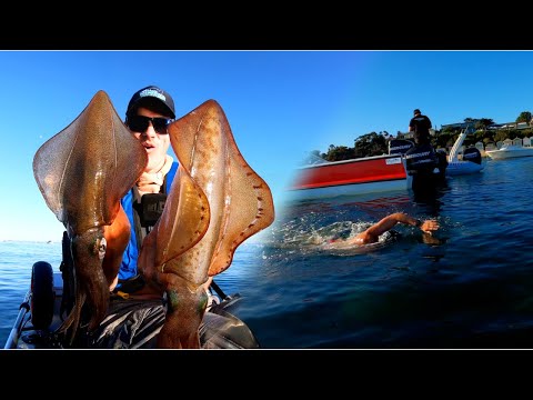 Видео: Ловля БОЛЬШИХ кальмаров среди пловцов! НОВЫЕ каяки!