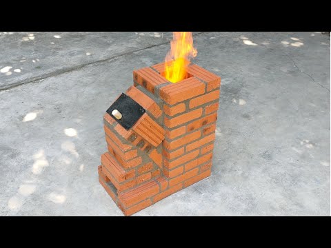 Видео: Сделать ракетную печь из красного кирпича и цемента - это здорово